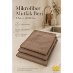 ( 3 Adet ) Kahverengi Mikrofiber Mutfak Temizlik Bezi 40*40 cm Leke Tutmaz Koku Yapmaz
