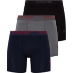 U.S. Polo Assn. Erkek Siyah - Antrasit Melanj - Lacivert 3'lü Uzun Paçalı Boxer 80454Y