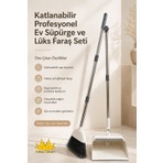 Missclean Katlanabilir Profesyonel Ev Süpürge ve Lüks Faraş Seti Beyaz Renk