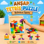 Circle Toys Ahşap Tetris Zeka Oyunu – Montessori Eğitici Renkli Geometrik Bulmaca Puzzle