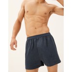 Marks & Spencer Cool & Fresh™ Saf Pamuklu 5'li Boxer Seti Mavi Regular Kalıp Erkek İçin Rahat Paça