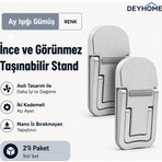 Deyhome 2'li Katlanabilir Laptop Standı 7 mm – 3M Yapışkanlı Ultra İnce Notebook Yükseltici, Isı Dağıtıcı (Gümüş)