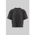 Machinist Erkek Basic Pamuklu Crop Oversize Tişört Koyu Antrasit
