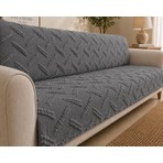 SYCAMORE HOME Premium Şönil Koltuk Örtüsü 175X215 cm Kesik Çizgi Desenli Kaymaz Yıkanabilir Jakarlı Çekyat Kanepe Örtüsü Lüks Salon Örtüsü