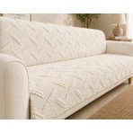 SYCAMORE HOME Premium Şönil Koltuk Örtüsü 175X215 cm Kesik Çizgi Desenli Kaymaz Yıkanabilir Jakarlı Çekyat Kanepe Örtüsü Lüks Salon Örtüsü