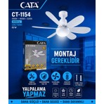 Cata Lodos Fan LED 62W CT-1154 Kumandalı Işıklı Vantilatör