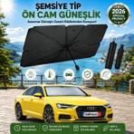 Baffhome Şemsiye Tip Araç Ön Cam Güneşliği Katlanabilir Oto Güneş Koruyucu UV Korumalı Isı Yalıtımlı Tüm Araçlarla Uyumlu