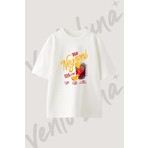 Negroni Tasarım Baskılı Unisex Oversize Kalıp Beyaz Tshirt