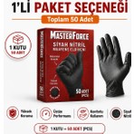 Prozirve Masterforce Siyah Nitril Eldiven 50’li Paket Pudrasız Ekstra Kalın Profesyonel Eldiven