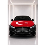 Türk Bayraklı Araç Kaput Bayrağı Büyük Boy ( 120X160 Cm)