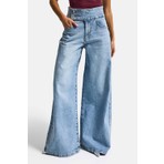 It's Basic Kadın Ice 4s6-3 Süper Palazzo Kemer Detaylı Komfort Kumaş Denim Jean