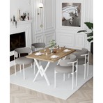 Trendy Asel Trend Beyaz Teddy Sandalye 80X120 Yemek Masası Mutfak Masası 4 Kişilik Masa Sandalye Takımı