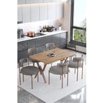 Trendy Asel 80X140 Yemek Masası Suntalam Malzemeden 6 Kişilik Lyon Teddy Sandalye Takımı
