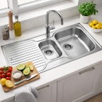 Teka Princess 60 B Paslanmaz Çelik Mutfak Evyesi Sol Damlalıklı 1000 x 500 mm - Gümüş