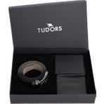Tudors Özel Kutulu Erkek 3'lü Set Hediyelik -Cüzdan, Kartlık Ve Kemer Seti