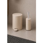 Primanova Cigo Compact 2'li Banyo Seti 3lt Çelik Çöp Kovası + Tuvalet Fırçası - Bej
