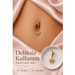 Sacce Scarves & Accessories Delik Gerektirmeyen Kelebek Figürlü Sıkıştırmalı Göbek Piercingi Mıknatıslı