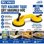 5n Vera 80 kg Çift Vakumlu Cam Taşıma Vantuzu | Fayans, Mermer ve Granit Kaldırma Aparatı