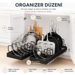 Alper Banyo Siyah Sürgülü Dolap İçi Organizer, Tencere Kapağı, Tava ve Kesme Tahtası Düzenleyici, 21 x 42 cm ( 1 Adet Fiyatıdır )