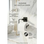Alper Banyo Jasmin Kare Yapışkanlı Siyah Açık Tuvalet Kağıtlığı, Wc Kağıtlık, Tuvalet Kağıdı Askısı | Yapışkanlı ve Vidalı Montajlı