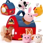 Robokids Peluş Çiftlik Evi Oyuncak Seti | Yumuşak Taşınabilir Ahır
