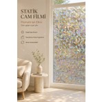 Deconitte Statik Cam Filmi Prizmatik Işık Etkisi 60X100CM Dekoratif Desenli Buzlu Cam Kaplama Pencere Folyosu
