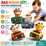 Robokids Hayvan Figürlü Bas-Bırak Git Araba | Eğitici Sürtmeli Oyunc