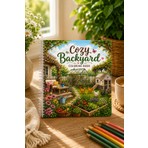 Z&R Craft Cozy Backyard Boyama Kitabı Yetişkinler Için | Kalın Sayfalar | Rahatlatıcı Bahçe ve Doğa Temalı | 30 Görsel | 20X20 Kare