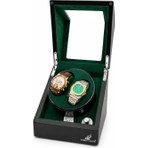 Robert Taylor Watch Winder Brooklands Collection 2 Slotlu Ultra Sessiz Otomatik Saat Kurma Kutusu (Piano Siyah & Alcantara British Green)