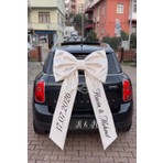 Naz Mutlu Design Kişiselleştirilebilir Gelin Arabası Süsü, Beyaz Dev Fiyonk Süs (Fiyonk Içleri Çift Kat Serme Elyaf Dolgulu)  Düğün, Nişan, Nikah