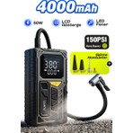 Auhma A7777 Taşınabilir Araç Lastik Hava Pompası 4000MAH 150 Psı Dijital Ekranlı Kompresör | Type-C Şarj | LED Fener | Powerbank Özellikli Akıllı Hava Basınç Pompası