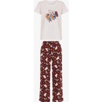 Penti Kahverengi Best Vacation Kedi Desenli Pantolon Kısa Kollu Pijama Takımı