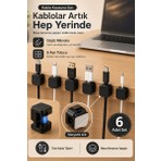 Evgereçlerim Manyetik Kablo Düzenleyici ve Kablo Tutucu Seti, Yapışkanlı Kablo Sabitleyici Organizer 6 Adet