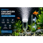 MDSTECH Cam Akvaryum Oksijen Difüzörü Vantuzlu Hava Taşı Nano Air Stone Ince Kabarcık Üreten Balık Tankı O2 Difüzörü