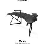 Karr Gaming Vortex 25mm Kanatlı Oyuncu Masası | Siyah Karbon Fiber Kaplama | Raflı Oyuncu Masası