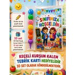 Nostaljik Lezzetler Okula Yeni Başlayan Öğrencilere Sınıfımıza Hoşgeldin Yazılı 10 Adet Hediye Seti 1. Sınıf- Sene Başı Hatırası Keçeli Kalem Tebrik Kartı Hediyeli