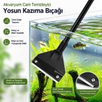 MDSTECH Uzun Saplı Akvaryum Yosun Kazıyıcı Cam Temizleme Bıçağı Sökülebilir Başlıklı Akvaryum Temizlik Aparatı