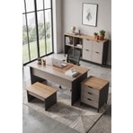 Robin Home Nexus Yönetici Ofis Takımı Makam Takımı Çalışma Masası Sehpa Keson Klasör Dolabı 4 Parça Sepet-Kumsal-Antrasit