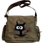 Touz Moda Cute Cat Seriouse Baskılı Unisex Postacı Çantası