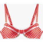 Koton Koton x Sibil Çetinkaya - Dantel Detaylı Pötikareli Balenli Bikini Üstü
