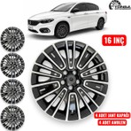 Yonga Oto Aksesuar Fiat Egea Urban ve Cross Uyumlu 16 Inç Jant Kapağı 4’lü Set Kırılmaya Dayanıklı Esnek Plastik + 4 Amblem