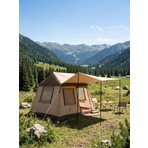 Shufa 260 × 220 × 200 cm Otomatik Şişme Kamp Çadırı, Yağmur Brandası ve 330 × 270 cm Bağlantılı Gölgelik Dahil, 2 Büyük Şeffaf Tavan Pencereli, Aile Outdoor Kamp Çadırı