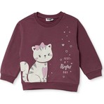Hellobaby Kız Bebek Sweatshirt Hayvan Baskılı Bisiklet Yaka Long Sleeve