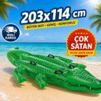 Poyraz Ticaret Intex 58562 Jumbo Timsah Şişme Deniz ve Havuz Yatağı Iki Hava Odası ile Güvenli Eğlence 203X114CM