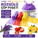 Akalın Professional Cleaning Products Büzgülü Çöp Torbası Orta Boy 55X60 cm 3' Lü Eko Paket Lavanta-Çilek-Limon Kokulu