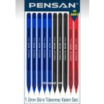 Pensan Büro Tükenmez Kalem 3 Renk 10 ADET Karışık Set