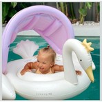 YEB Gölgelikli Flamingo bebek  Deniz Yatağı havuz çocuk simidi  70 cm 0-5 yaş 25 kg