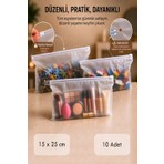 Ezupack Valiz Dolap Içi Düzenleyici Organizer Buzlu Fermuarlı Poşet Zipper Torba 10 Adet 15 cm x 25 cm