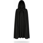 TANOZEL Siyah Kapüşonlu Halloween Cadı Pelerini 120 cm - Cadılar Bayramı Vampir Drakula Kostüm Pelerin