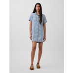Gap Kadın Açık Mavi Ultrasoft Denim Mini Gömlek Elbise